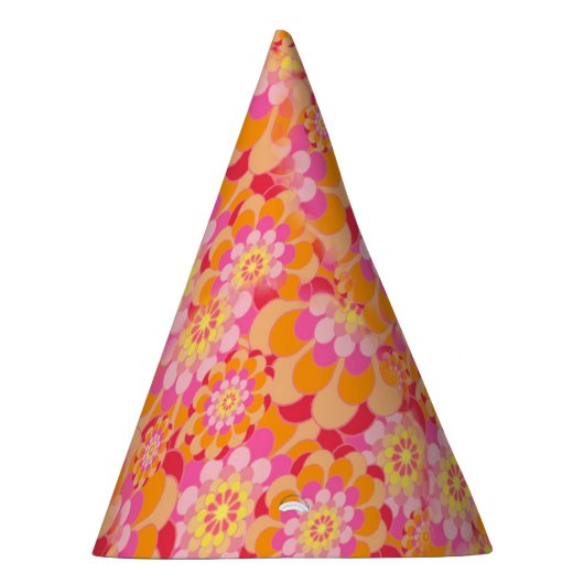 Groovyピンクサイケデリックオレンジヒッピー花の子 パーティーハット (右)
