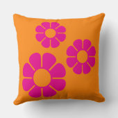 Groovyピンクデイジーとカスタムオレンジモノグラム クッション (裏面)