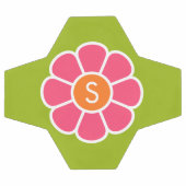 Groovyピンクデイジーとカスタムオレンジモノグラム サッカーボール (フラット)