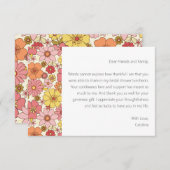 Groovyピンクフローラブライダルシャワーカスタムメッセージ サンキューカード (正面/裏面)
