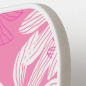 Groovyピンクフローラモノグラムと名前パーソナライズされた ピックルボールラケット (左詳細)