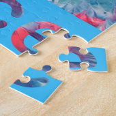 Groovyピンクブルーパープルブレンドピースサインパズル ジグソーパズル (側面)