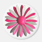 Groovyピンクモダンヒッピーデイジーフラワーパワーフローラ マグネット (正面)