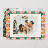 Groovyピンクレッドグリーンボホフローラ2枚の写真 シーズンカード (正面/裏面)