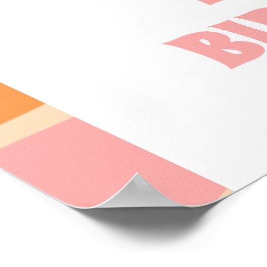 Groovyピンクレトロガールバースデーパーティーウェルカムサイン ポスター (角)