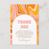 Groovyピンクレトロ女の子の誕生日パーティーを取得しよう サンキューカード (正面)