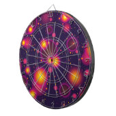 Groovyピンク紫と黄色のバブル白熱［赤熱］光を放つの強さ ダーツボード (正面右)
