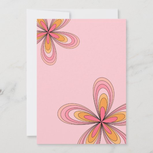 Groovyピンク40th誕生日パーティー70sヒッピー花 招待状 (裏面)