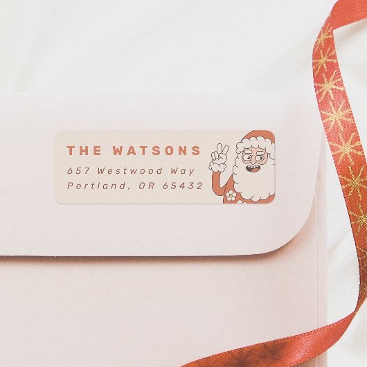 Groovyピースサンタレトロファミリーネーム ラベル