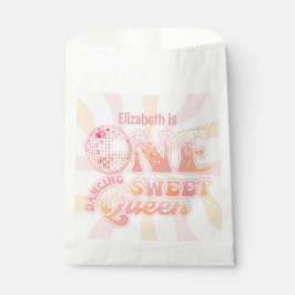 Groovyピーチピンクディスコ踊りクイーン1st誕生日 フェイバーバッグ