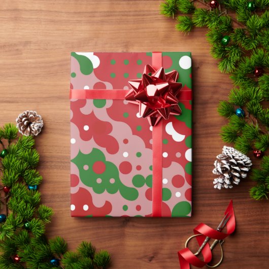 Groovyファンキーレトロモダンクリスマスパターン ラッピングペーパー (クリスマスギフト)