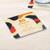 Groovyファンキーレトロ50結婚周年 スクエアペーパーコースター (アングル)