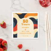 Groovyファンキーレトロ50結婚周年 スタンダードカクテルナプキン (インサイチュ)