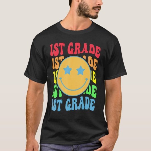 Groovyファーストグレードバイブ顔レトロ先生戻る Tシャツ (正面)