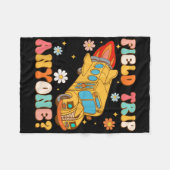 Groovyフィールドトリップ誰でもスクールバスドライバイエロー フリースブランケット (正面(横))