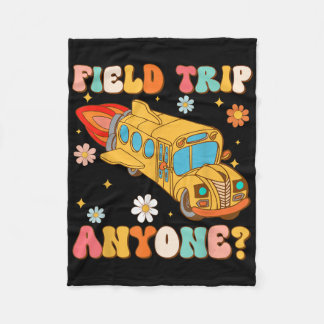 Groovyフィールドトリップ誰でもスクールバスドライバイエロー フリースブランケット