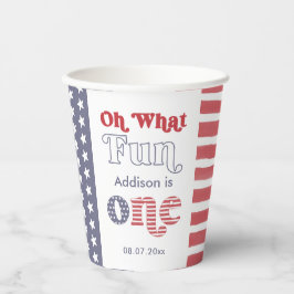 Groovyフォント赤白青1st誕生日パーティー 紙コップ