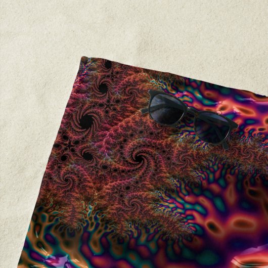 Groovyフラサイケデリックルトリップ（幻覚体験）のようなカラフルタル ビーチタオル (インサイチュ)
