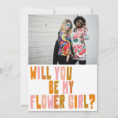 Groovyフラワーカラフルガールフォト提案カード 招待状 (正面)