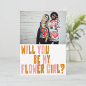 Groovyフラワーカラフルガールフォト提案カード 招待状 (スタンド正面)