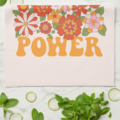 Groovyフラワーパワーグラフィック キッチンタオル (折り畳み)