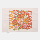 Groovyフラワーパワーグラフィック キッチンタオル (横)
