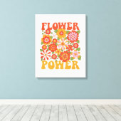 Groovyフラワーパワーグラフィック キャンバスプリント (インサイチュ (ウッドフロア))