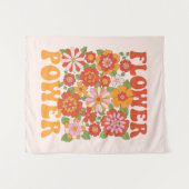 Groovyフラワーパワーグラフィック タペストリー (正面(横))