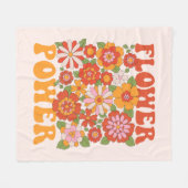 Groovyフラワーパワーグラフィック フリースブランケット (正面(横))