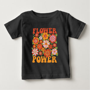 Groovyフラワーパワーグラフィック ベビーTシャツ