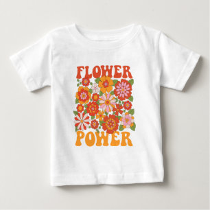 Groovyフラワーパワーグラフィック ベビーTシャツ