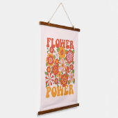 Groovyフラワーパワーグラフィック 吊り下げ型タペストリー (傾斜あり)
