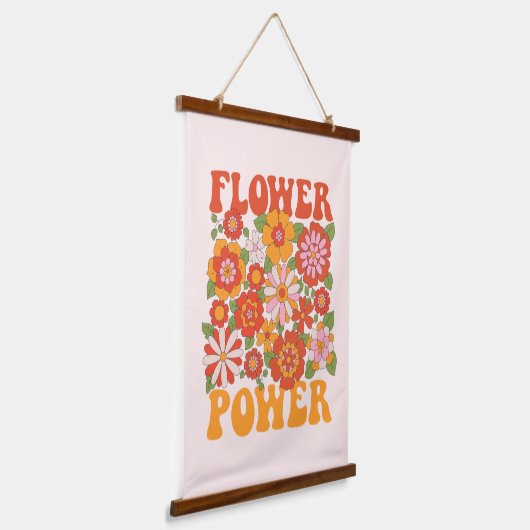 Groovyフラワーパワーグラフィック 吊り下げ型タペストリー (傾斜あり)