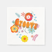Groovyフラワーパワーピンクカラフル色 スタンダードカクテルナプキン (正面)