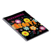 Groovyフラワーパワーピンクカラフル色 ノートブック (右側)