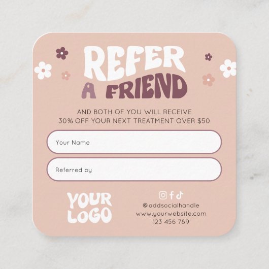 Groovyフレンド参照トレンディーレトロ美しいサロン 紹介カード (裏面)