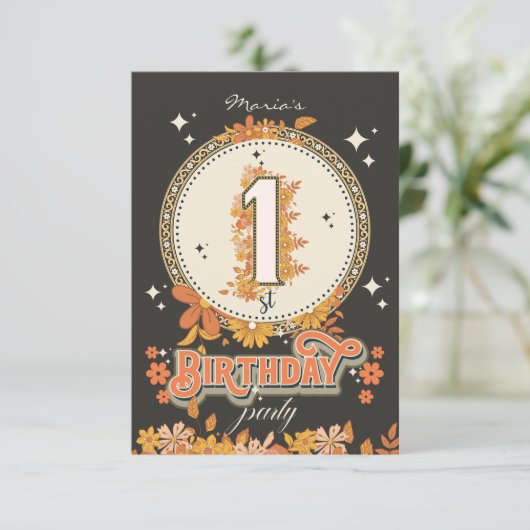 Groovyフローラカスタム1枚の写真 招待状 (スタンド正面)