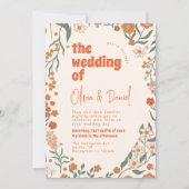 Groovyフローラヴィンテージ結婚レトロ 招待状 (正面)