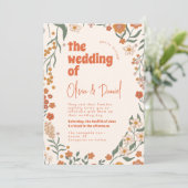 Groovyフローラヴィンテージ結婚レトロ 招待状 (スタンド正面)
