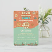 Groovyフローラ招待レトロ13歳の誕生日 招待状 (スタンド正面)