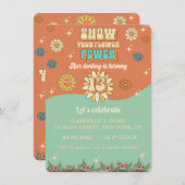 Groovyフローラ招待レトロ13歳の誕生日 招待状 (正面/裏面)