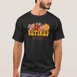 Groovyフローラ退職したEst 2023 Retirement Peace Wo Tシャツ