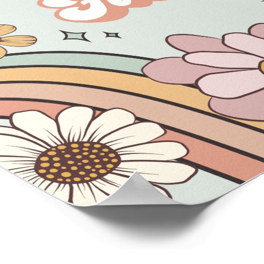 Groovyフローラ1st誕生日レトロウェルカムサイン ポスター (角)