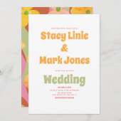 Groovyフローラ80sレトロヴィンテージウェディング招待状 招待状 (正面/裏面)