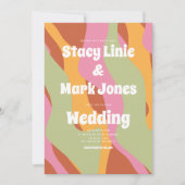 Groovyフローラ80sヴィンテージウェディング 招待状 (正面)