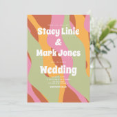 Groovyフローラ80sヴィンテージウェディング 招待状 (スタンド正面)