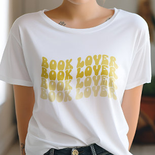 Groovyブックラバー数々のカラー黄色レトロ Tシャツ