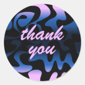 Groovyブラックネイビーブルー薄紫パープル淡い色のありがとう ラウンドシール (正面)