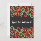 Groovyブラックローラスケートで滑るパーティの招待状 招待状 (裏面)