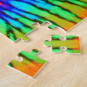 Groovyブルーとピンクの絞り染めスパイラル ジグソーパズル (側面)